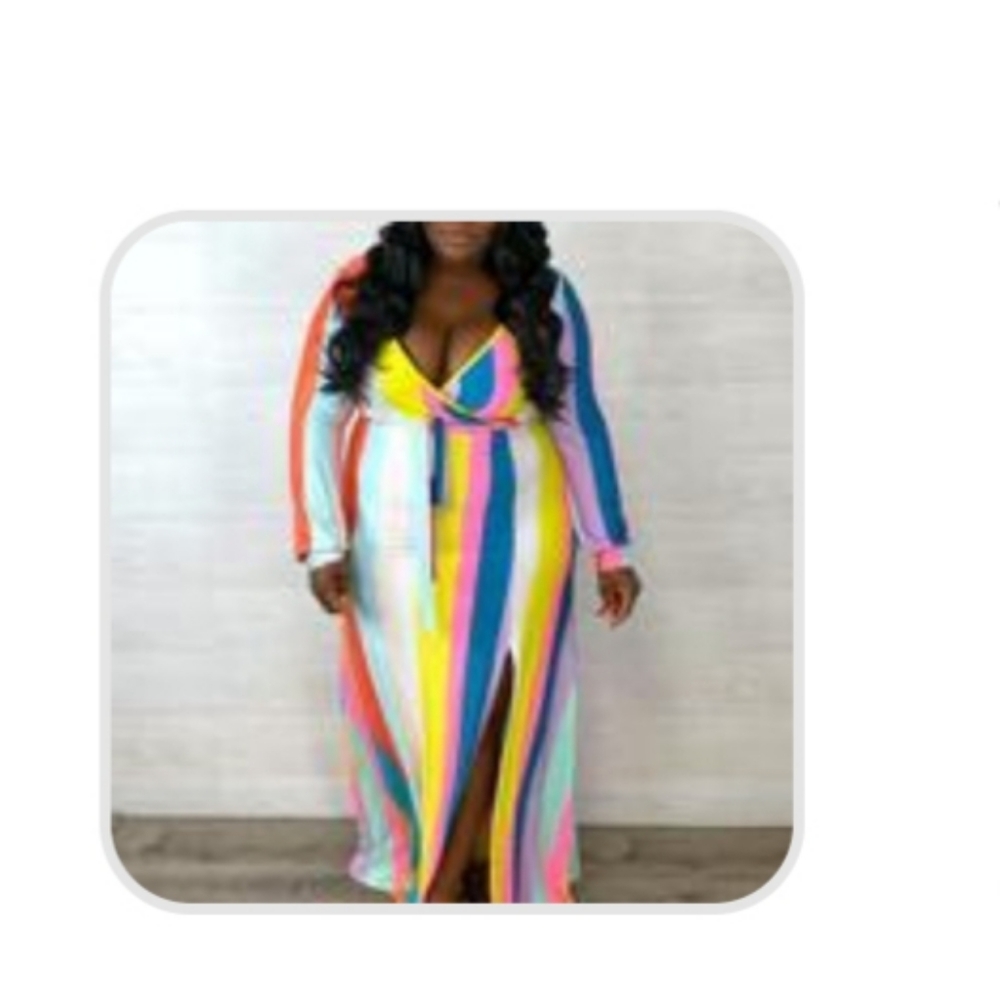 Bright stripe wrap maxi